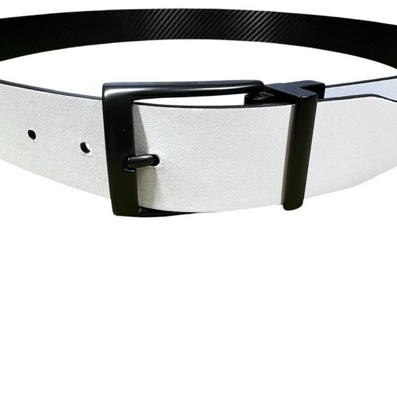 NIKE Reversible Leather Belt Black Carbon Fiber & White Men's Size 42 - Picture 13 of 16